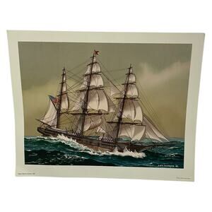 Vintage Clipper Ship Sea Serpent‎ Print 1850 JOH Cosgrave Penn Nautical Maritime